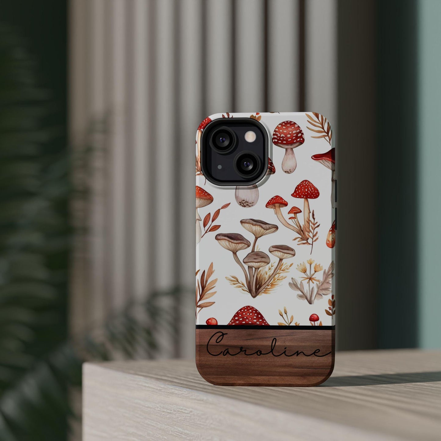 Custom mushrooms phone case, personalized cottagecore iphone Magsafe case compatible with iPhone 16 15 14 13 pro max, cute floral phone case