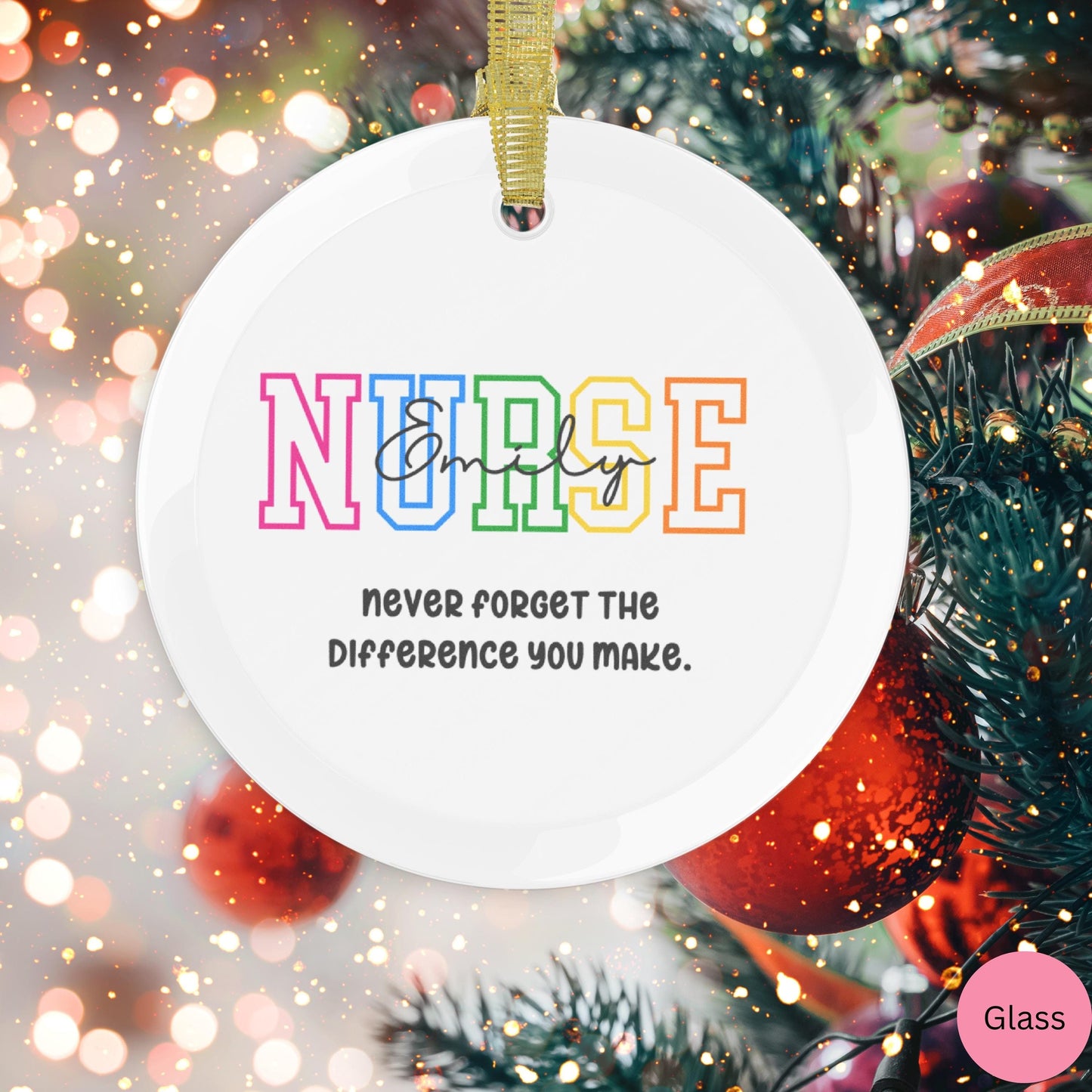 Personalized Nurse Ornament, RN Christmas ornament, custom registered nurse glass ornament, nicu nurse appreciation gift, never forget