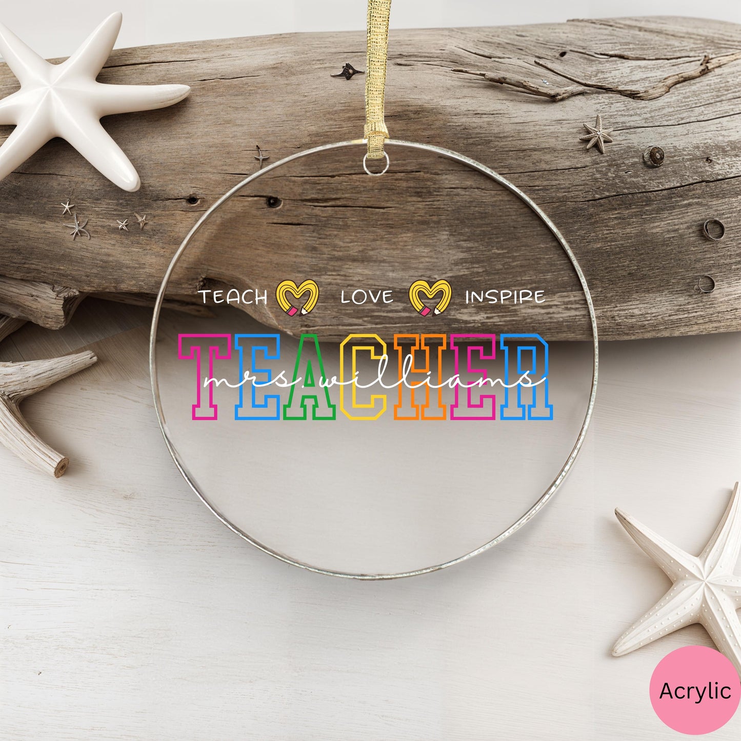 Custom teacher ornament, christmas ornament elementary teacher, personalized glass & acrylic ornament, teacher appreciation gift