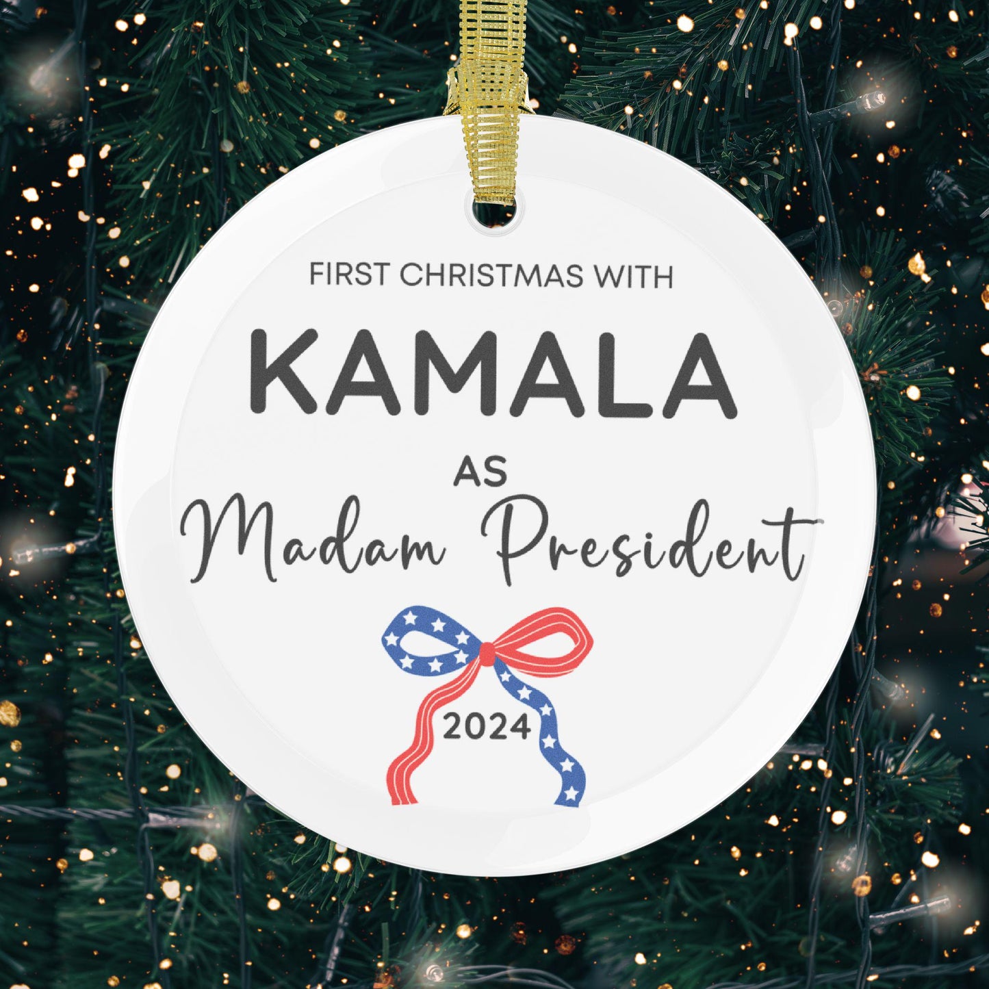 First year as madam president ornament, Kamala Harris Christmas ornament, Kamala ornament, democrat gift, Kamala won ornament, Harris Walz