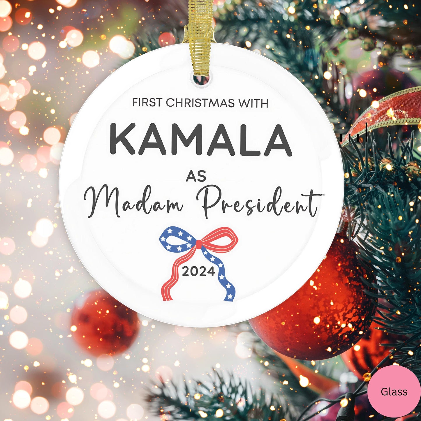 First year as madam president ornament, Kamala Harris Christmas ornament, Kamala ornament, democrat gift, Kamala won ornament, Harris Walz