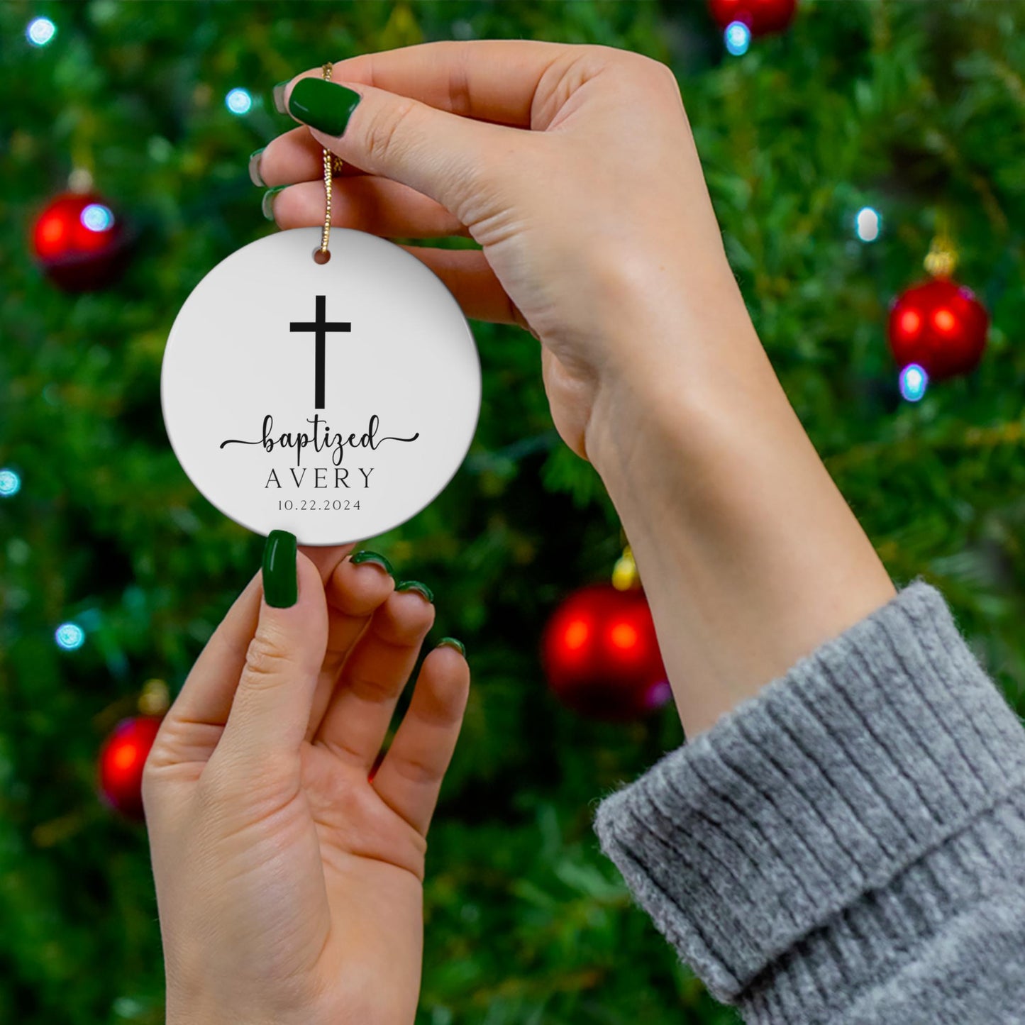 Personalized baptism ornament, christian ornament gift, custom name baptism ornament, faith gift for christian, ornament with baptism date