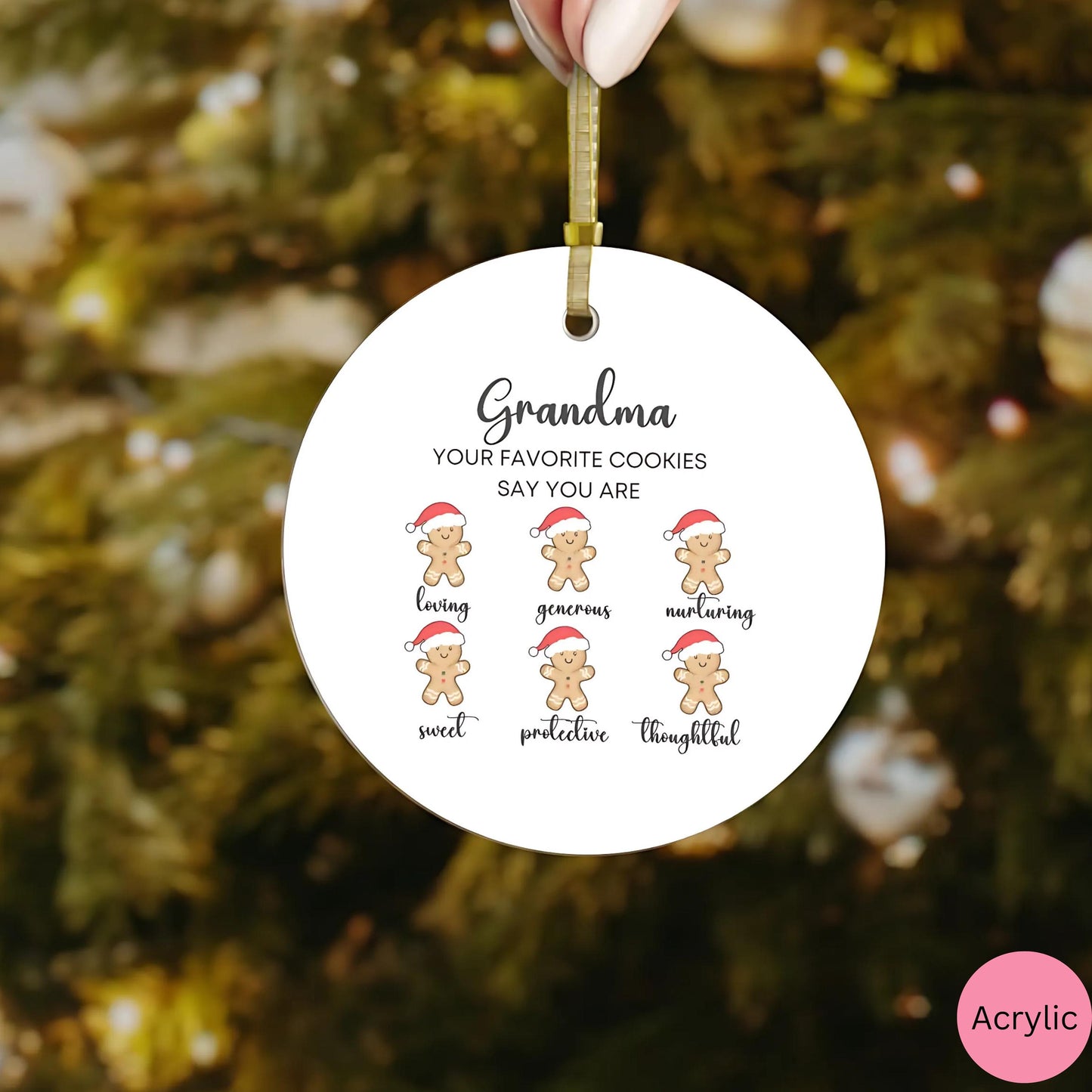 Personalized Grandma Ornament, Christmas Gift from grandchildren, grandmas favorite cookies ornament, gingerbread ornament custom, nana gift