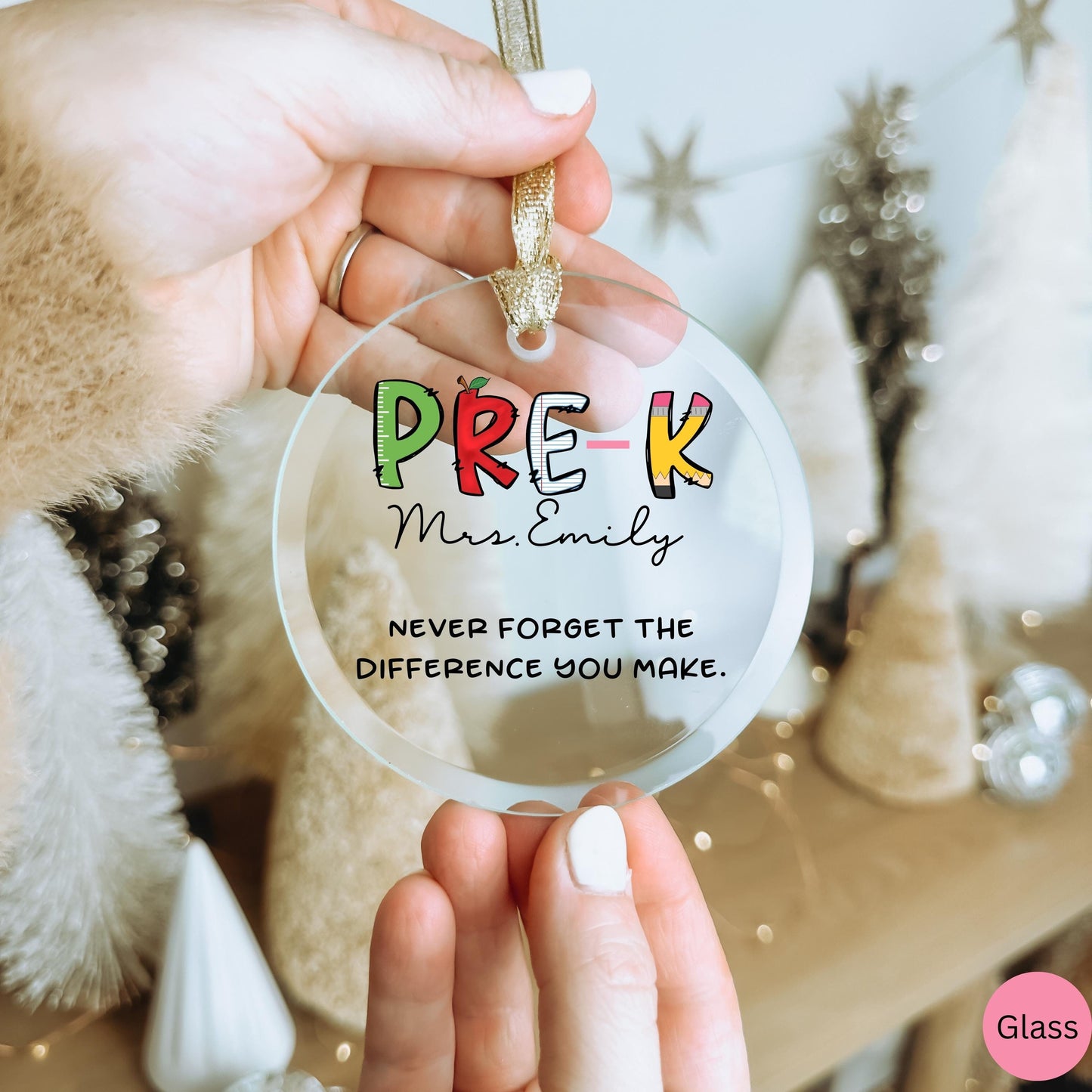 Personalized Teacher christmas ornament, prek teacher gift, custom ornament christmas, third grade teacher appreciation gift, sped crew gift