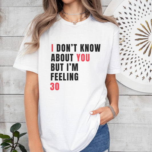 Custom Funny Birthday shirt, 30th birthday shirt, custom birthday girl gift, I Don't Know About You But I'm Feeling 21, 30 40 50 60