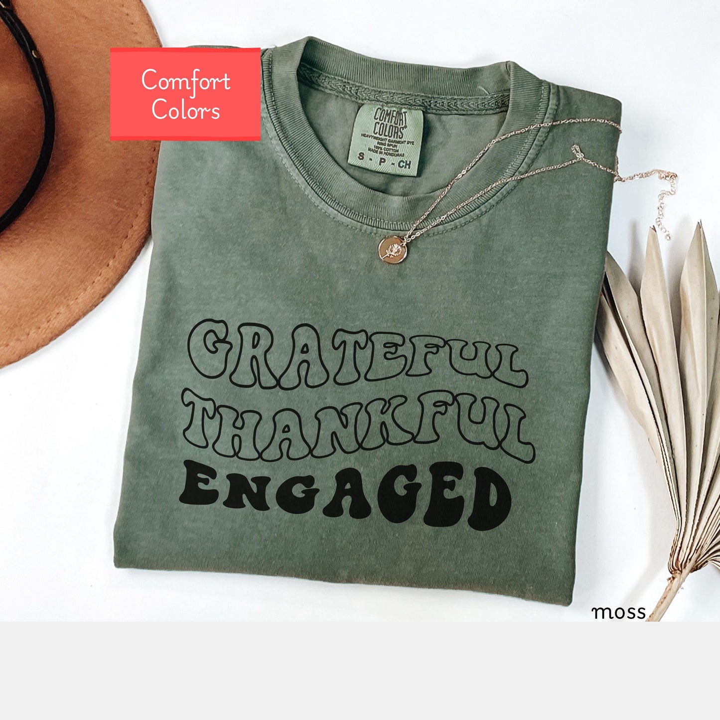 Comfort Colors engaged shirt, grateful thankful shirt for bride to be, first thanksgiving after engagement shirt, couple tshirt