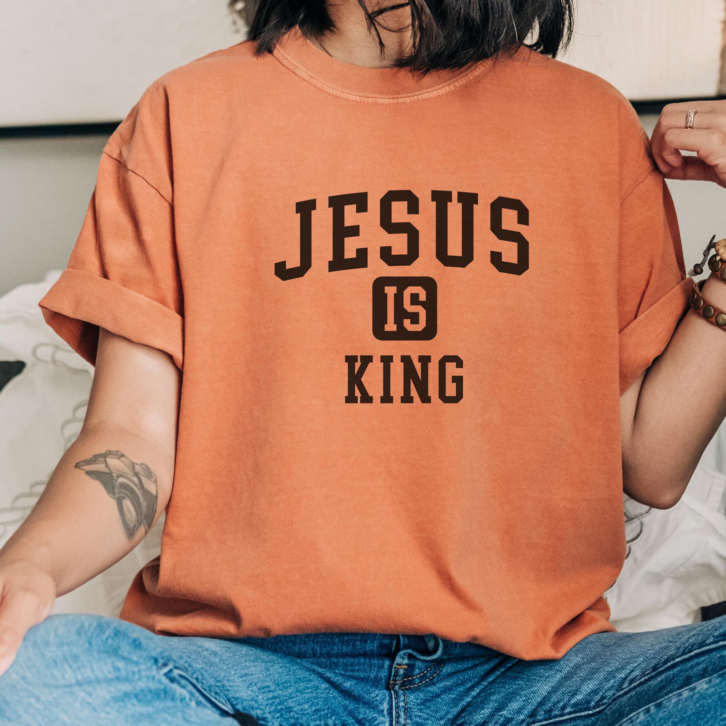 Comfort Colors Jesus is King Shirt, Christian faith shirt, God is good tee shirt,  faith tshirt, religious encouraging shirt