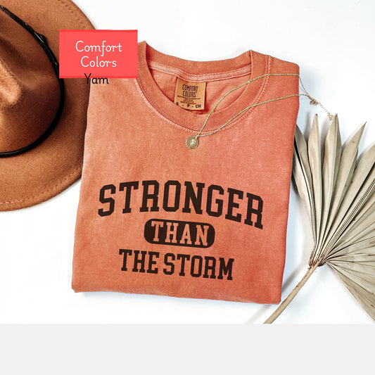 Comfort Colors Christian affirmations shirt, Stronger than the storm shirt, bible verse shirt,  faith tshirt, religious encouraging shirt