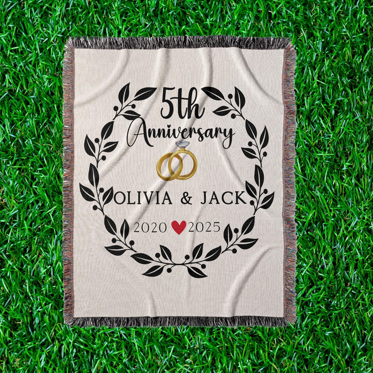 Custom Anniversary Woven Blanket, 5th 10th anniversary throw blanket, Personalized wedding anniversary tapestry blanket, married couple gift