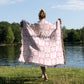Custom Woven Blanket, Personalized Coquette Woven throw blanket sofa, Floral throw blanket for bed, bachelorette camping blanket with name