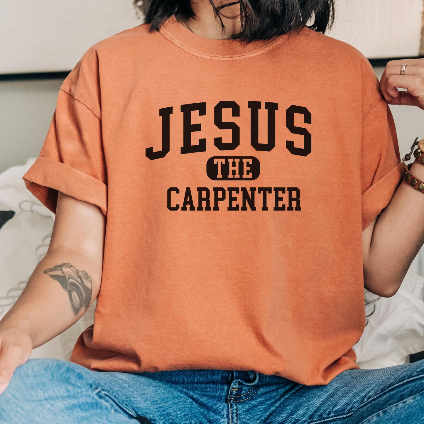 Comfort Colors Christian shirt, faith based tshirt, Jesus the carpenter tee shirt, bible verse shirt, encouraging motivating religious shirt