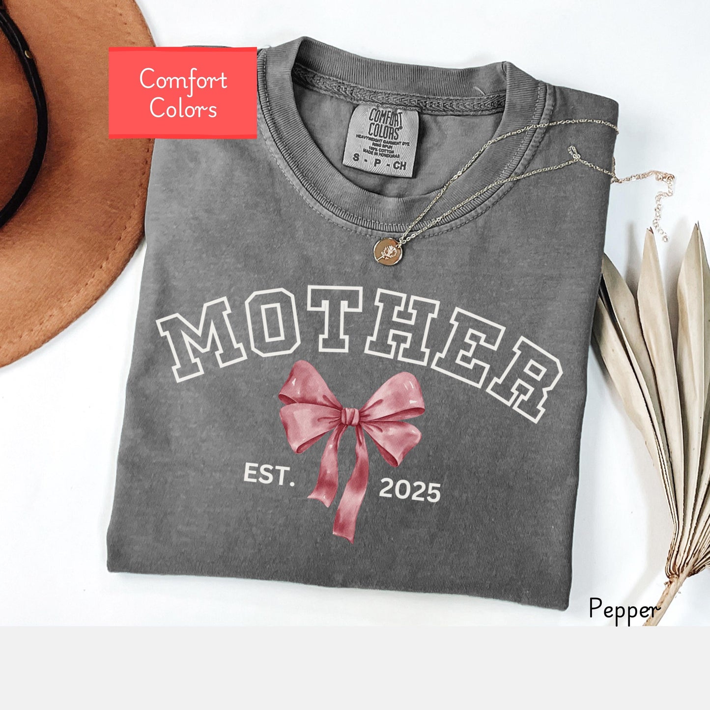 Custom Comfort Colors Mother Shirt, coquette bow Mama shirt, Mothers Day Gift for mom, First Time Mom Tee, Motherhood Tshirt Valentines