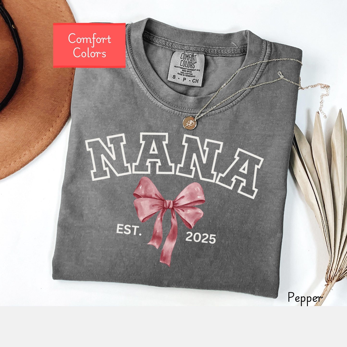 Custom Comfort Colors Grandma Shirt, coquette nana shirt, Mothers Day Gift for grandma, First Time mimi tee, Nana Tshirt Valentines