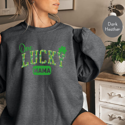 One Lucky Mama Sweatshirt, St Patricks Day Lucky Sweater for mom, Irish Shamrock Sweatshirt, Saint Patricks Day Sweatshirt Women