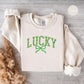Coquette Lucky Sweatshirt, St Patricks Day Lucky Sweater with Bow, Irish Shamrock Sweatshirt, Saint Patricks Day Sweatshirt Women