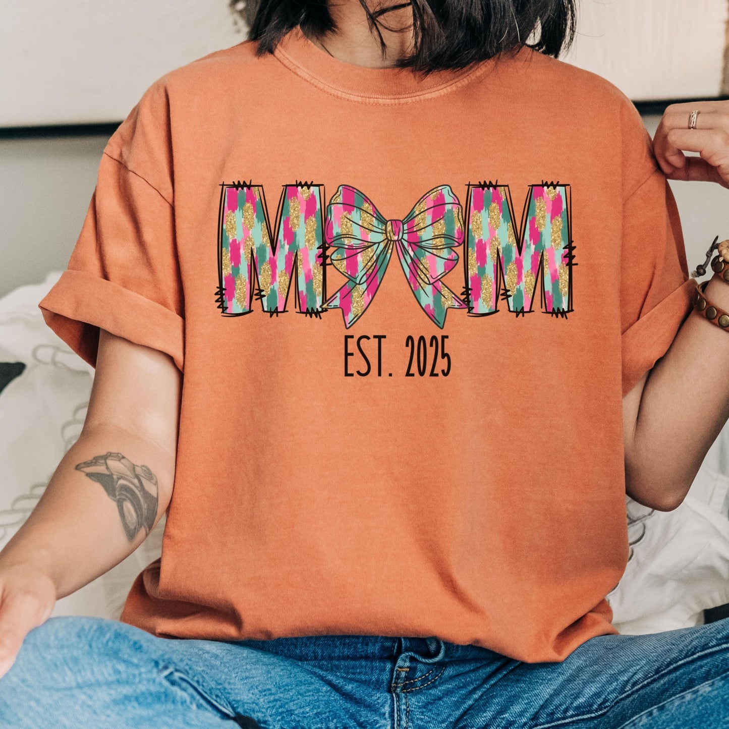 Coquette Comfort Colors Mama shirt, custom mom tshirt birthday, mom birthday gift, first time mom shirt, new mom 2025, baby shower gift