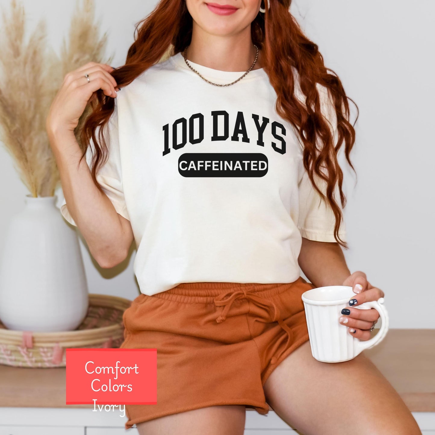 Comfort Colors Funny 100 Days of School Shirt, Happy 100th Day Of School Teacher tshirt, 100 days caffeinated, 100th day of school tee shirt