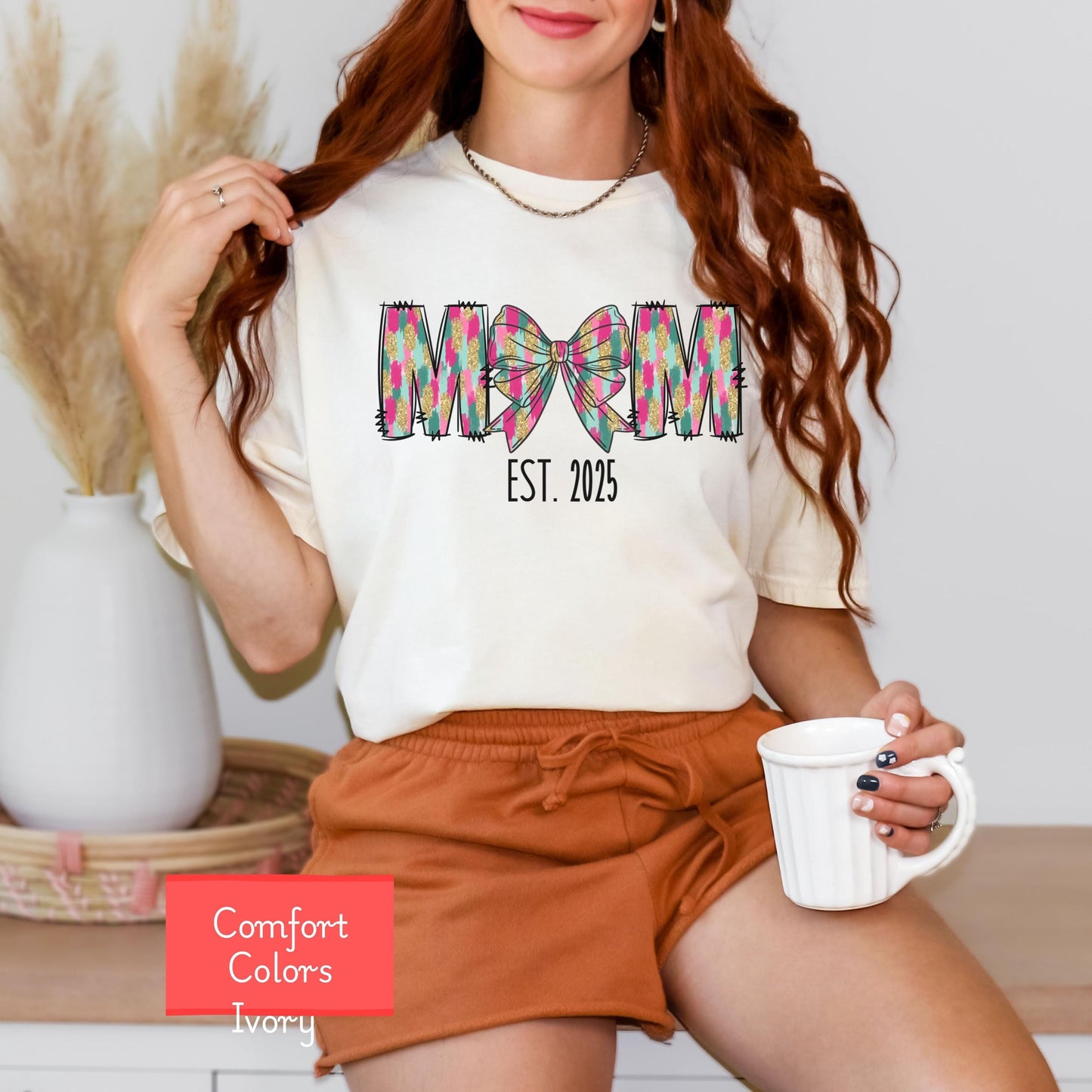 Coquette Comfort Colors Mama shirt, custom mom tshirt birthday, mom birthday gift, first time mom shirt, new mom 2025, baby shower gift