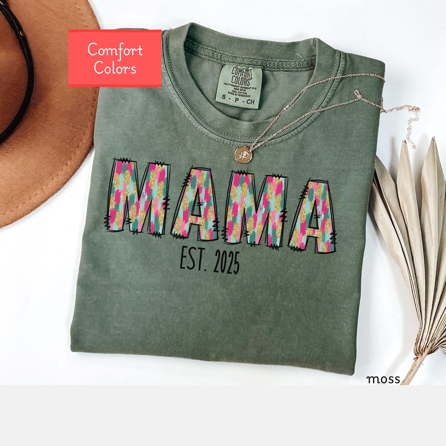 Personalized Comfort Colors Mama shirt, custom mom tshirt, mom birthday gift custom, first time mom shirt, new mom 2025, baby shower gift