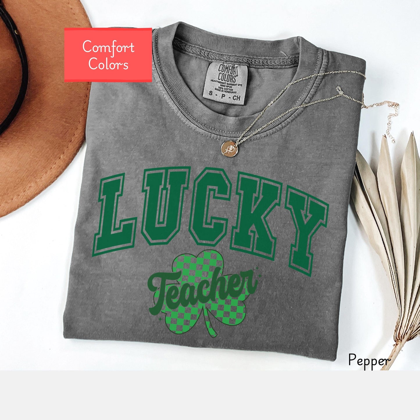 Comfort colors lucky shirt for teacher, St Patricks day tee, shamrock tshirt, st paddys elementary teacher tshirt, sped team shirt