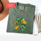Comfort colors shamrock shirt, Coquette bow St Patricks day tshirt, shamrock tshirt gift st paddys, cute brush stroke bow shirt gift for her
