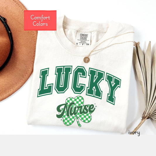 Comfort colors lucky shirt for nurse, St Patricks day tee, shamrock tshirt, st paddys nicu nurse tshirt, registered nurse shirt, gift for RN