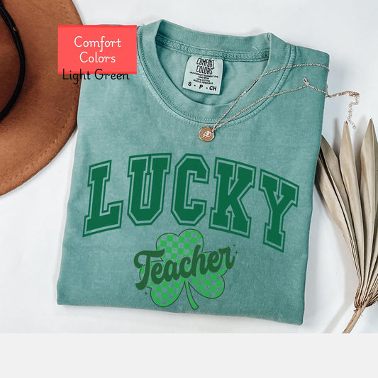 Comfort colors lucky shirt for teacher, St Patricks day tee, shamrock tshirt, st paddys elementary teacher tshirt, sped team shirt