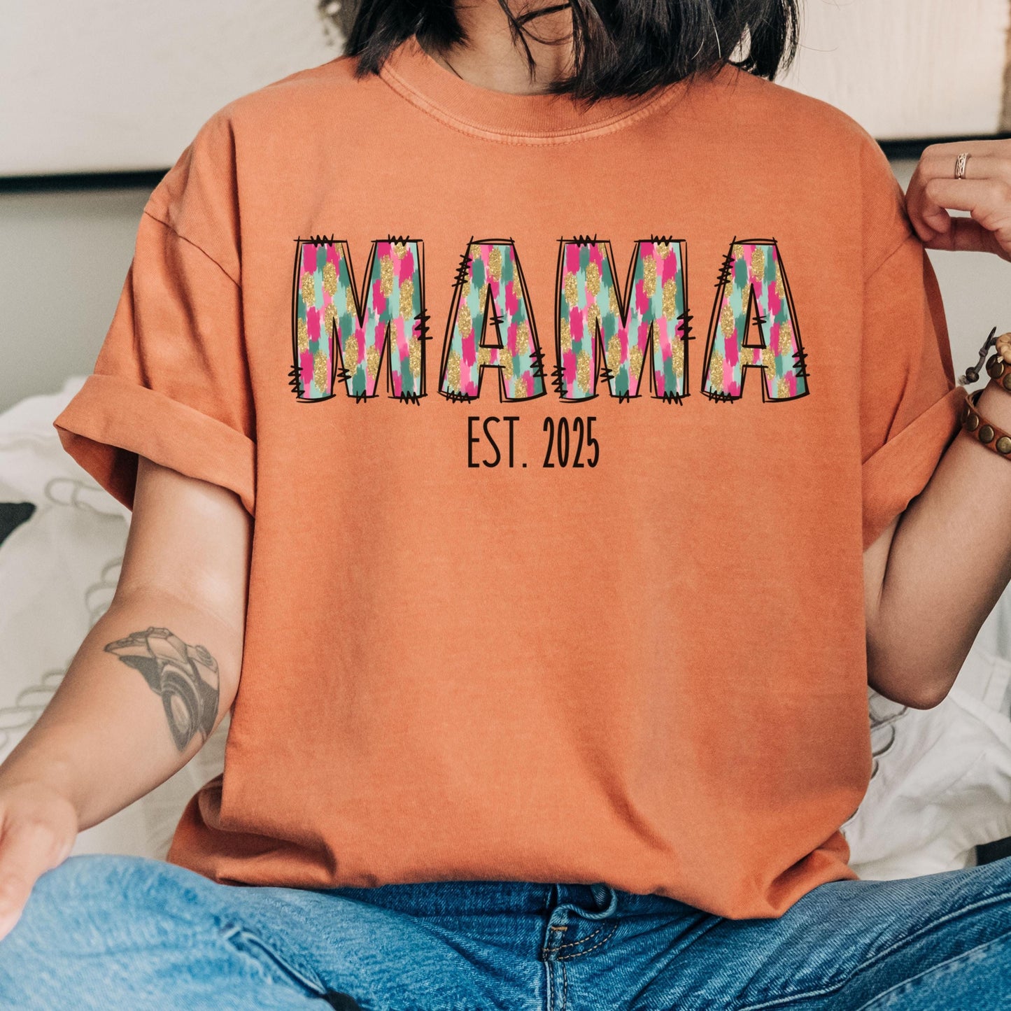 Personalized Comfort Colors Mama shirt, custom mom tshirt, mom birthday gift custom, first time mom shirt, new mom 2025, baby shower gift