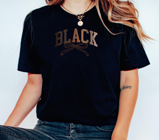 Coquette black woman shirt, Black History tshirt, melanated black girl shirt with bow, melanin black lives shirt, black girl shirt,