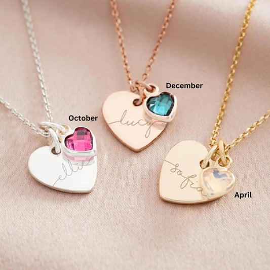 Custom name birthstone necklace, personalized name necklace with birthstone, mothers day gift for mom, birth month jewelry birthday gift
