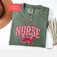 Coquette Comfort Colors School Nurse Shirt, toile de jouy RN shirt,appreciation gift nurse, Cute bow nursing school shirt, nurse graduate