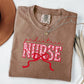 Coquette Comfort Colors pediatric nurse shirt, toile de jouy RN shirt, appreciation gift for pediatric nurse, nursing school cute bow tshirt