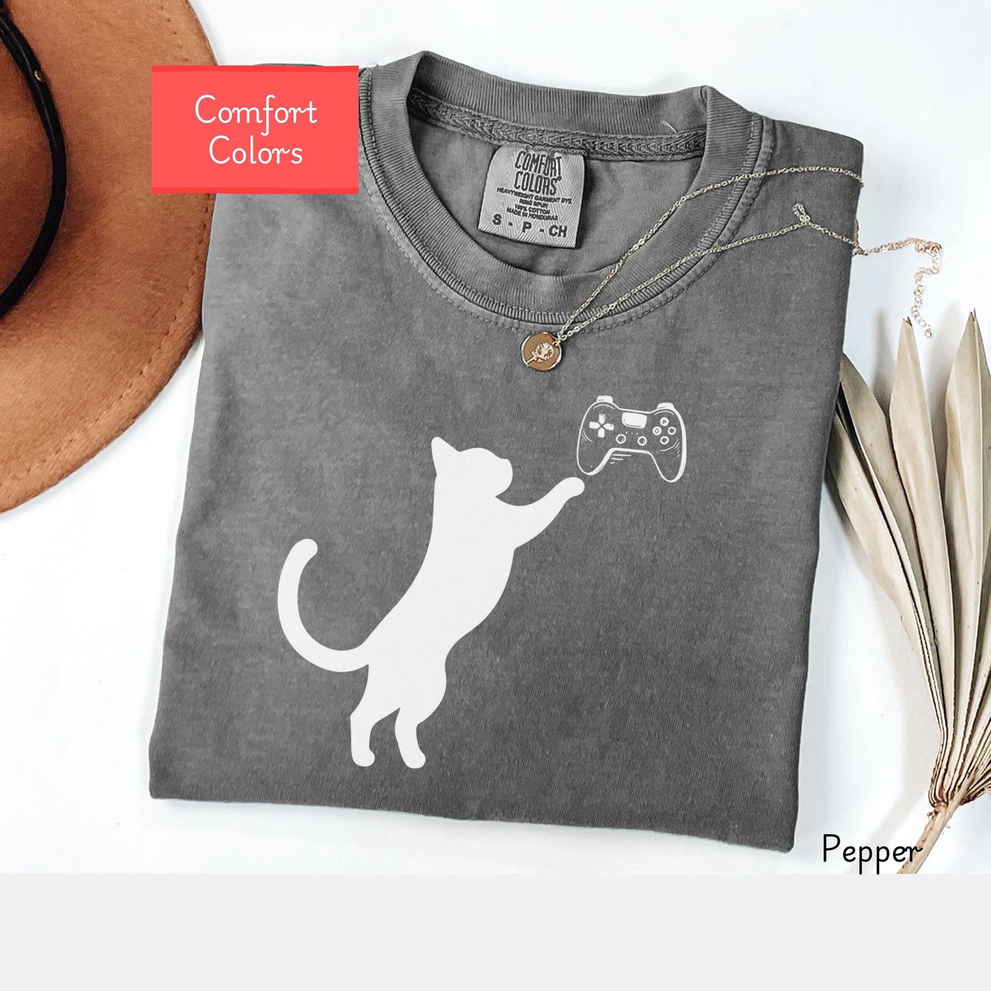 Comfort colors cat dad owner shirt, funny gamer tshirt, cat mom tshirt, gaming gift for cat owner, gaming cat lover gift , animal lover tee