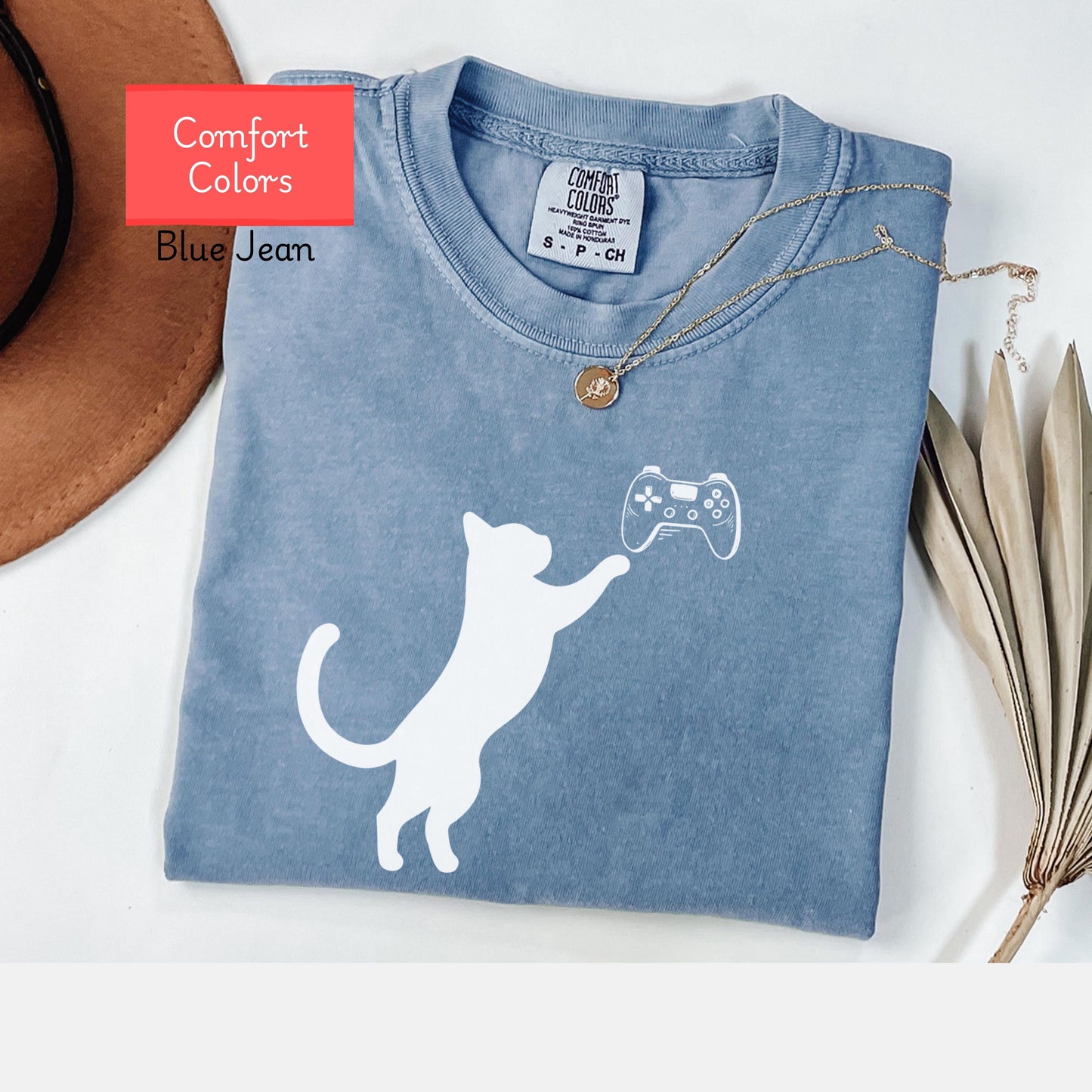 Comfort colors cat dad owner shirt, funny gamer tshirt, cat mom tshirt, gaming gift for cat owner, gaming cat lover gift , animal lover tee