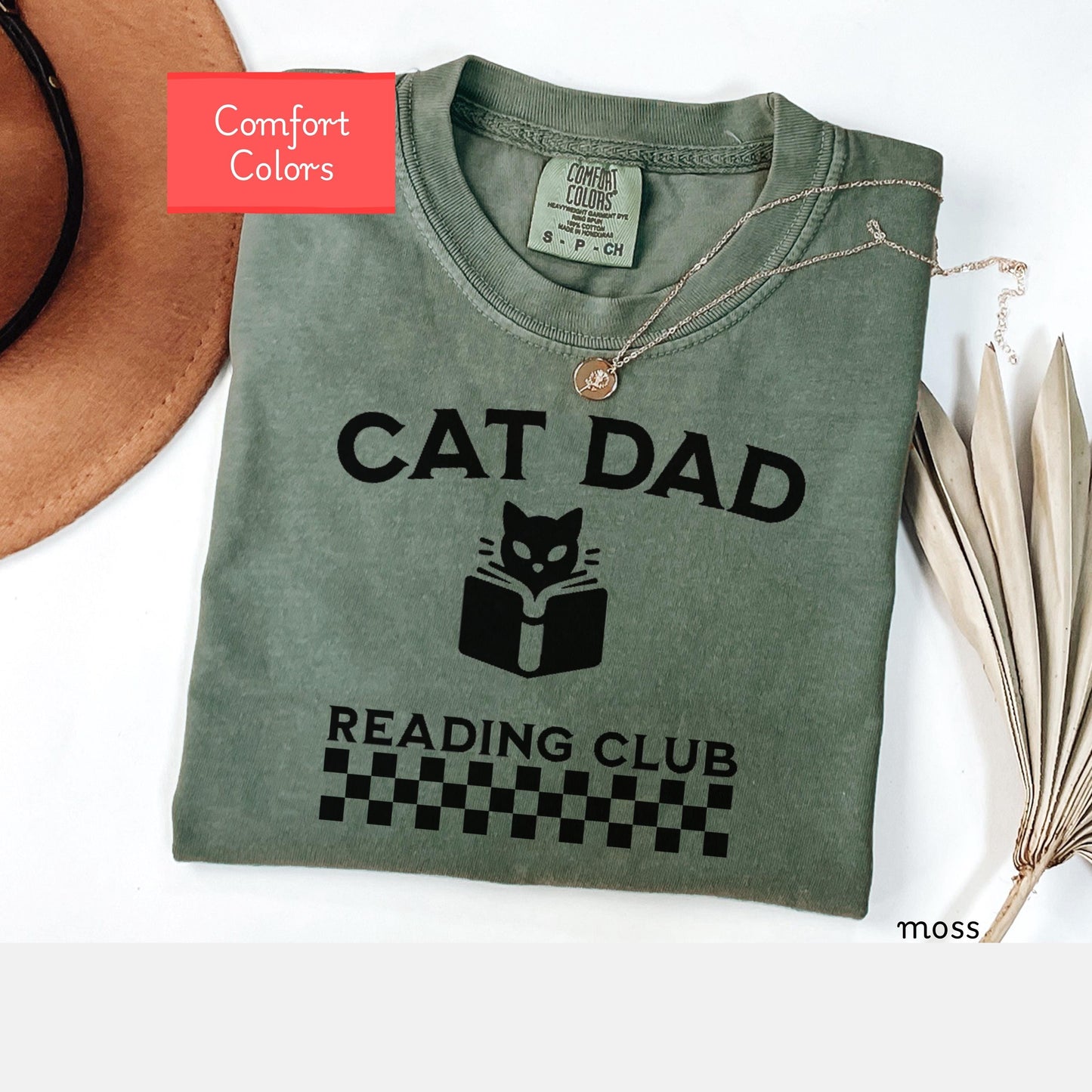 Comfort Colors cat dad reading shirt, cat daddy Shirt, funny reader tee, gift for bookworm, bookish cat lover gift , book lover reading tee