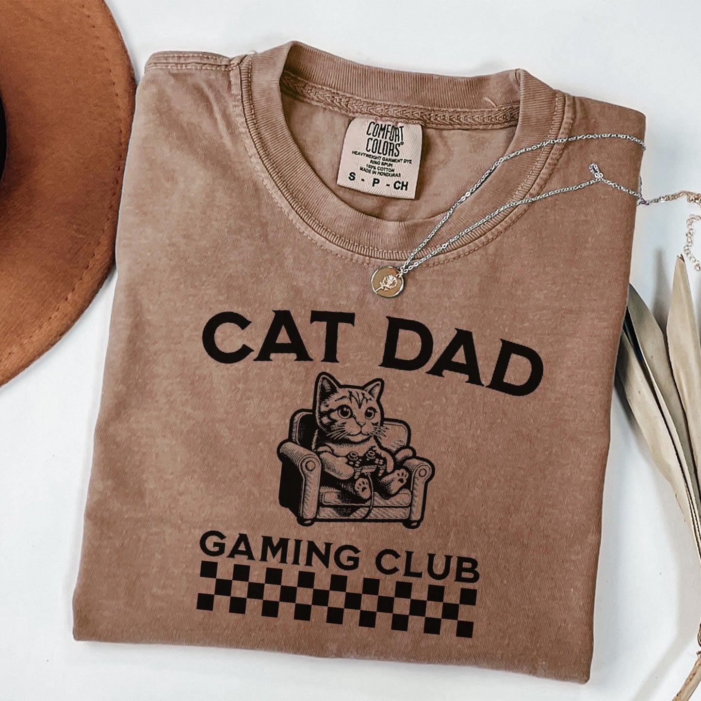 Comfort Colors gamer cat dad shirt, gaming cat daddy Shirt, funny gamer tee, gift for gaming boyfriend, cat lover gift birthday, gaming tee