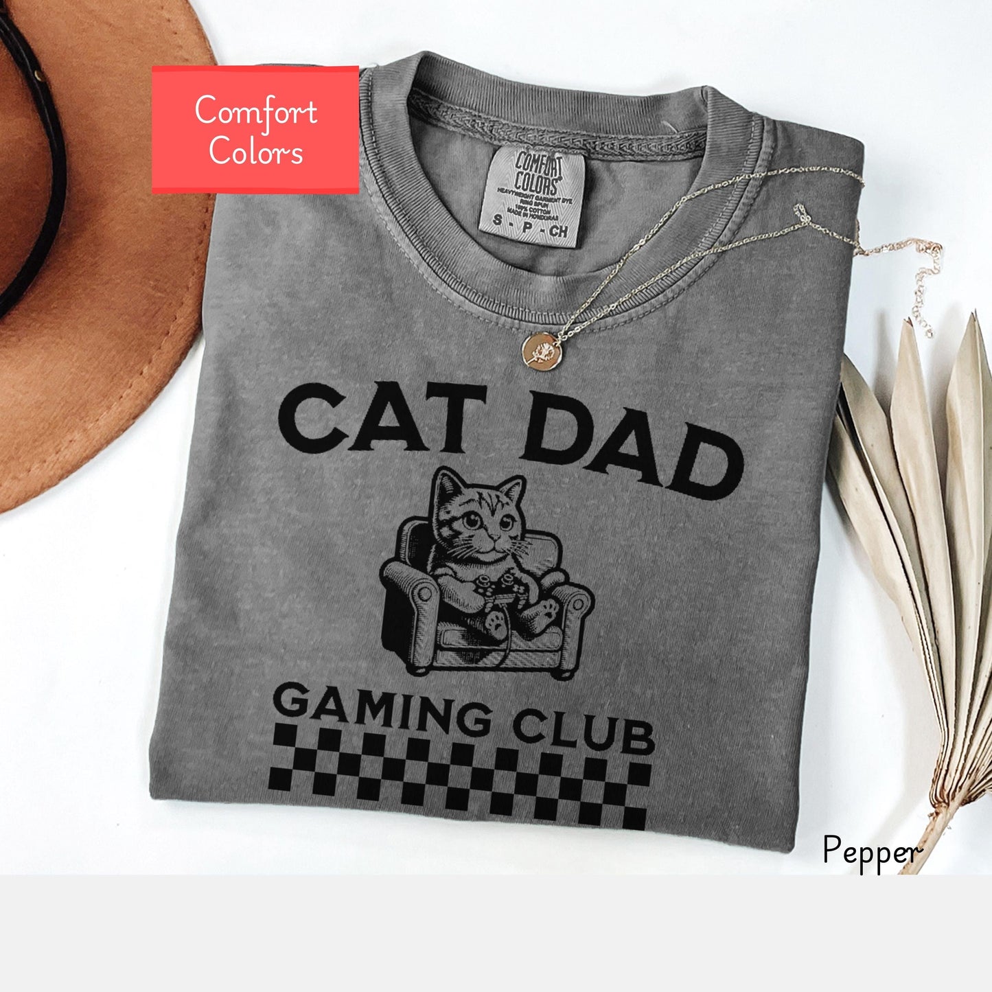 Comfort Colors gamer cat dad shirt, gaming cat daddy Shirt, funny gamer tee, gift for gaming boyfriend, cat lover gift birthday, gaming tee
