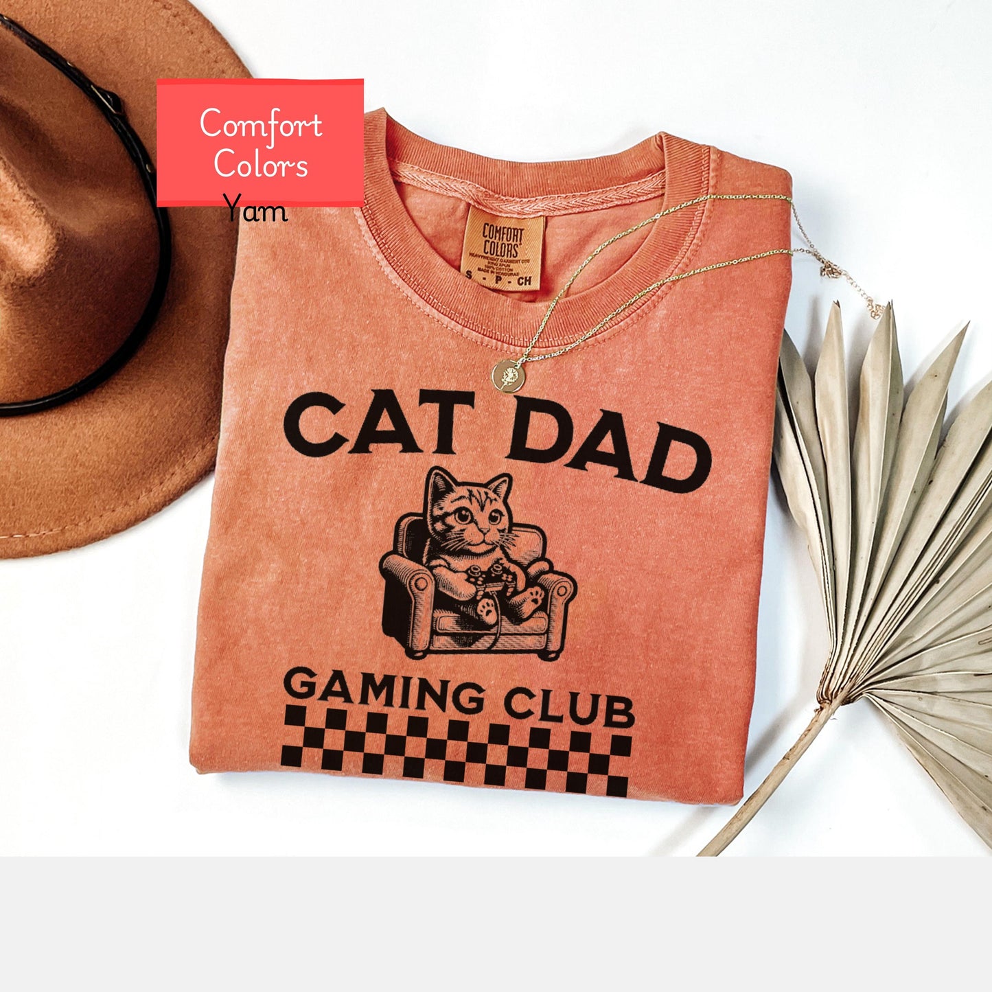 Comfort Colors gamer cat dad shirt, gaming cat daddy Shirt, funny gamer tee, gift for gaming boyfriend, cat lover gift birthday, gaming tee