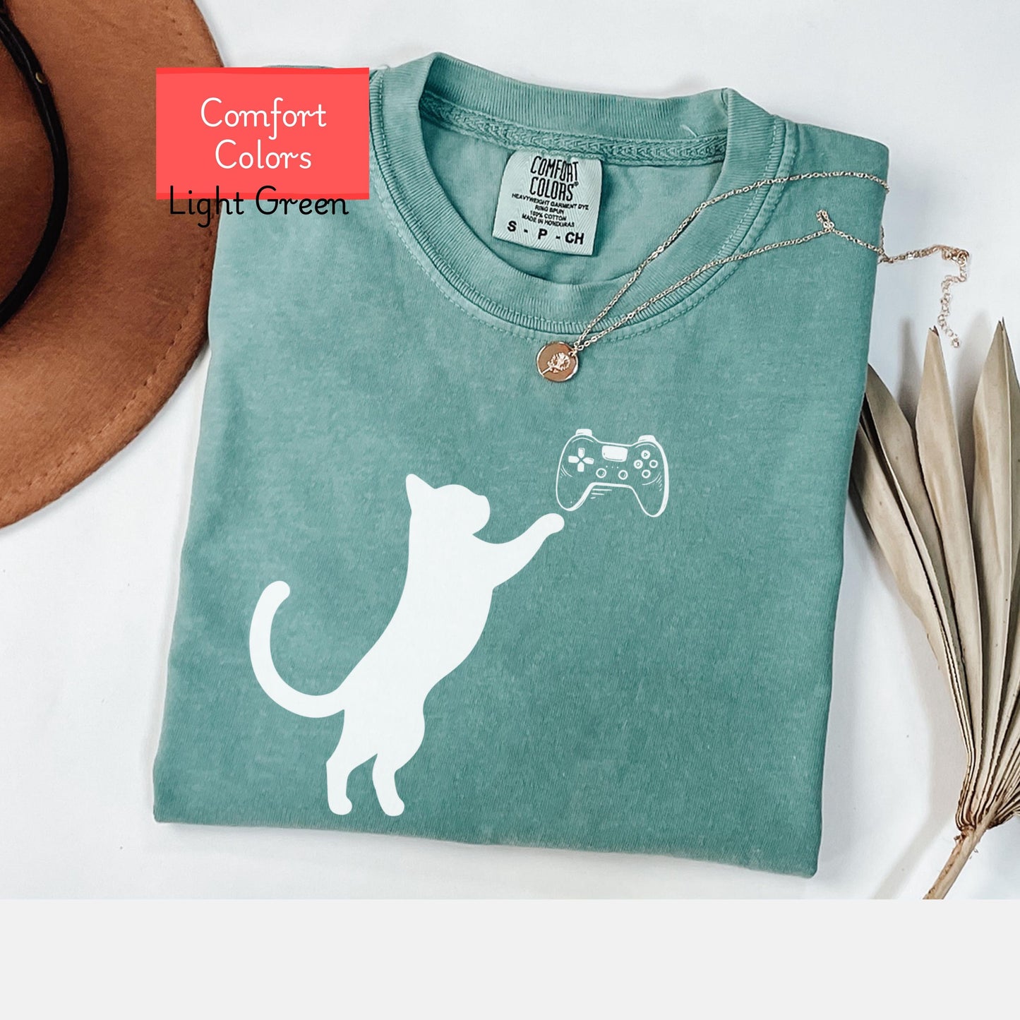 Comfort colors cat dad owner shirt, funny gamer tshirt, cat mom tshirt, gaming gift for cat owner, gaming cat lover gift , animal lover tee