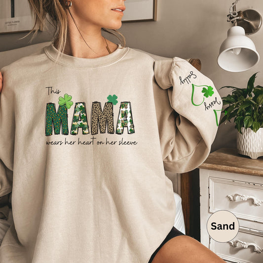 Personalized mama sweatshirt st patricks day, st paddy's mama sweatshirt, mama sweatshirt with names, custom mama saint patrick's day shirt