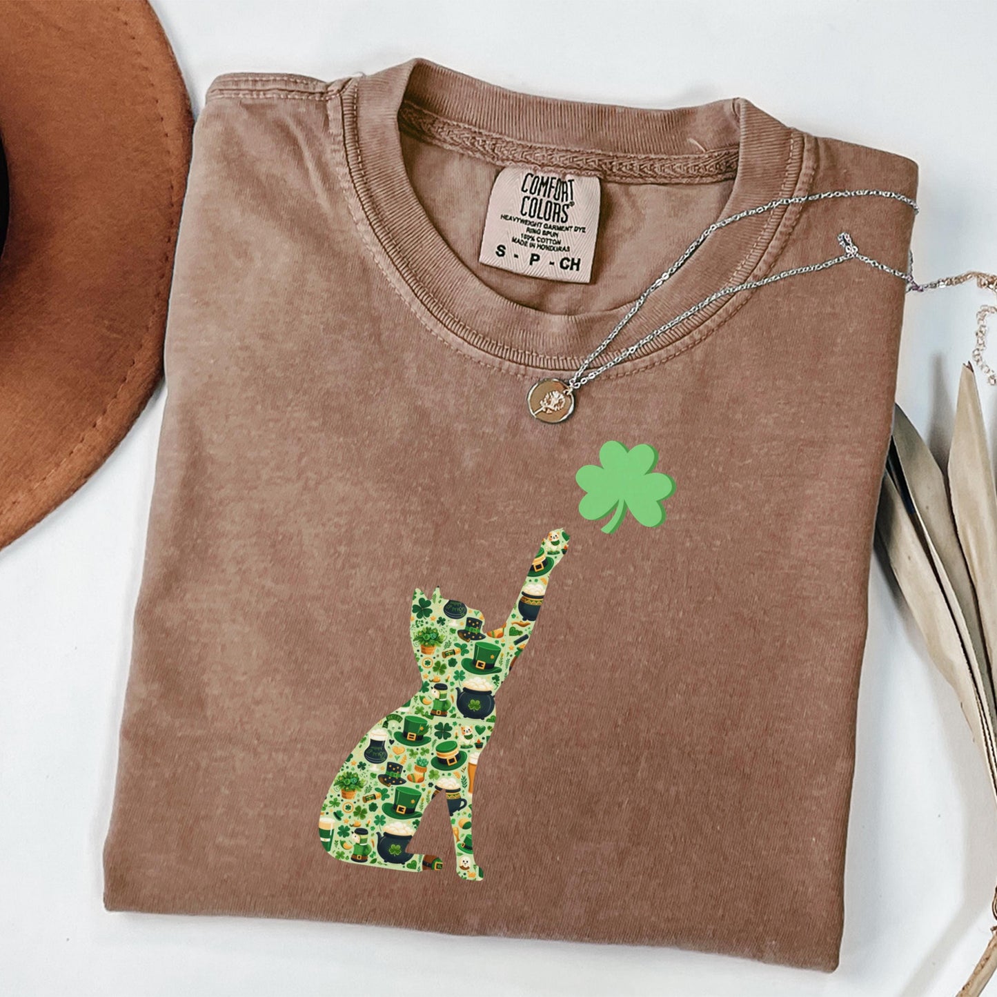 Comfort colors cat shamrock shirt, St Patricks day cat shirt,  st paddys funny cat tshirt, cat mom shirt, gift for cat owner, cat lover gift