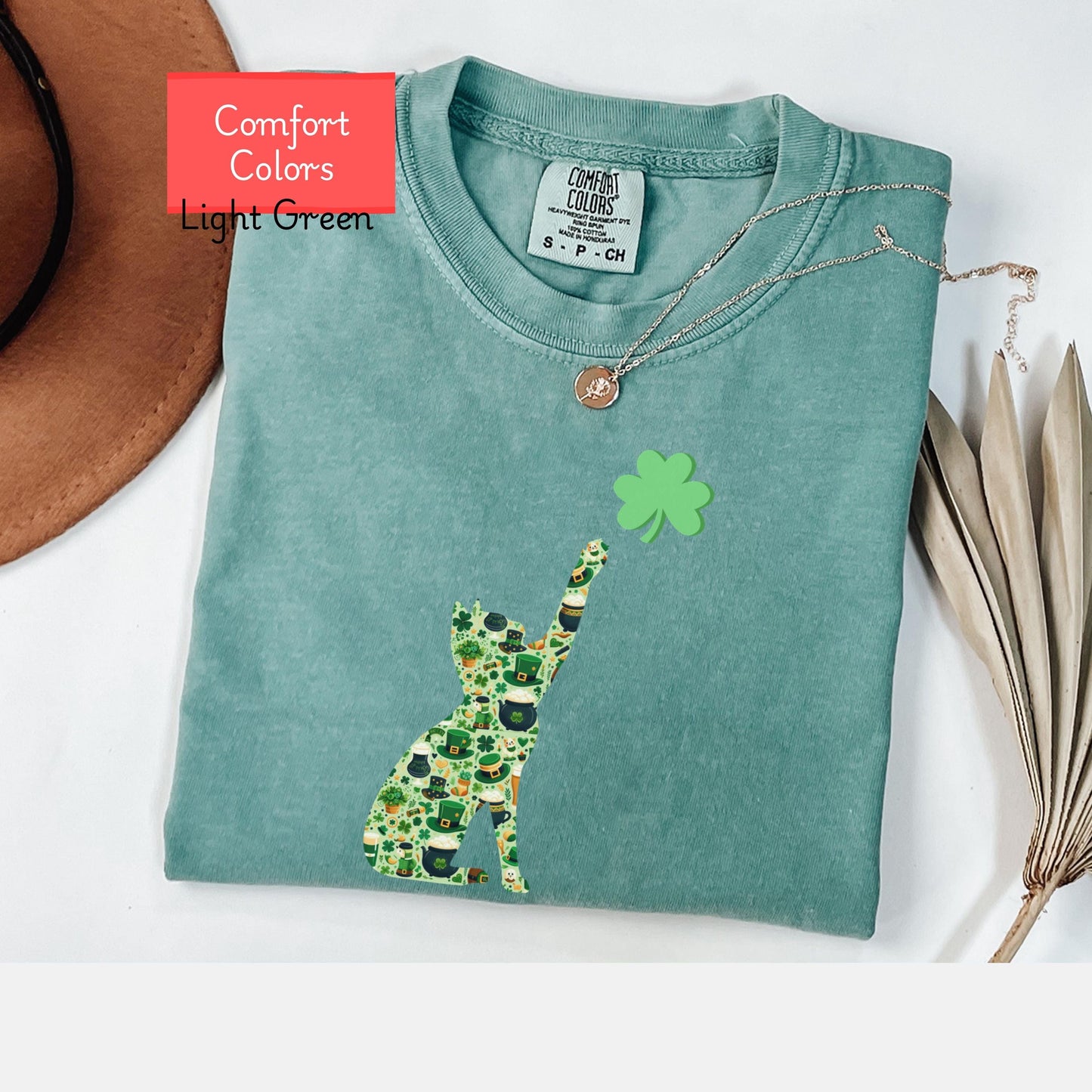 Comfort colors cat shamrock shirt, St Patricks day cat shirt,  st paddys funny cat tshirt, cat mom shirt, gift for cat owner, cat lover gift