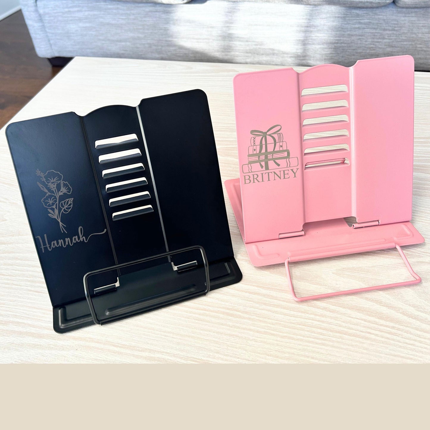 Personalized Metal Book Stand, Custom Engraved Cookbook Holder, Bible Stand, Adjustable Recipe & Reading Holder, gift for book lover student