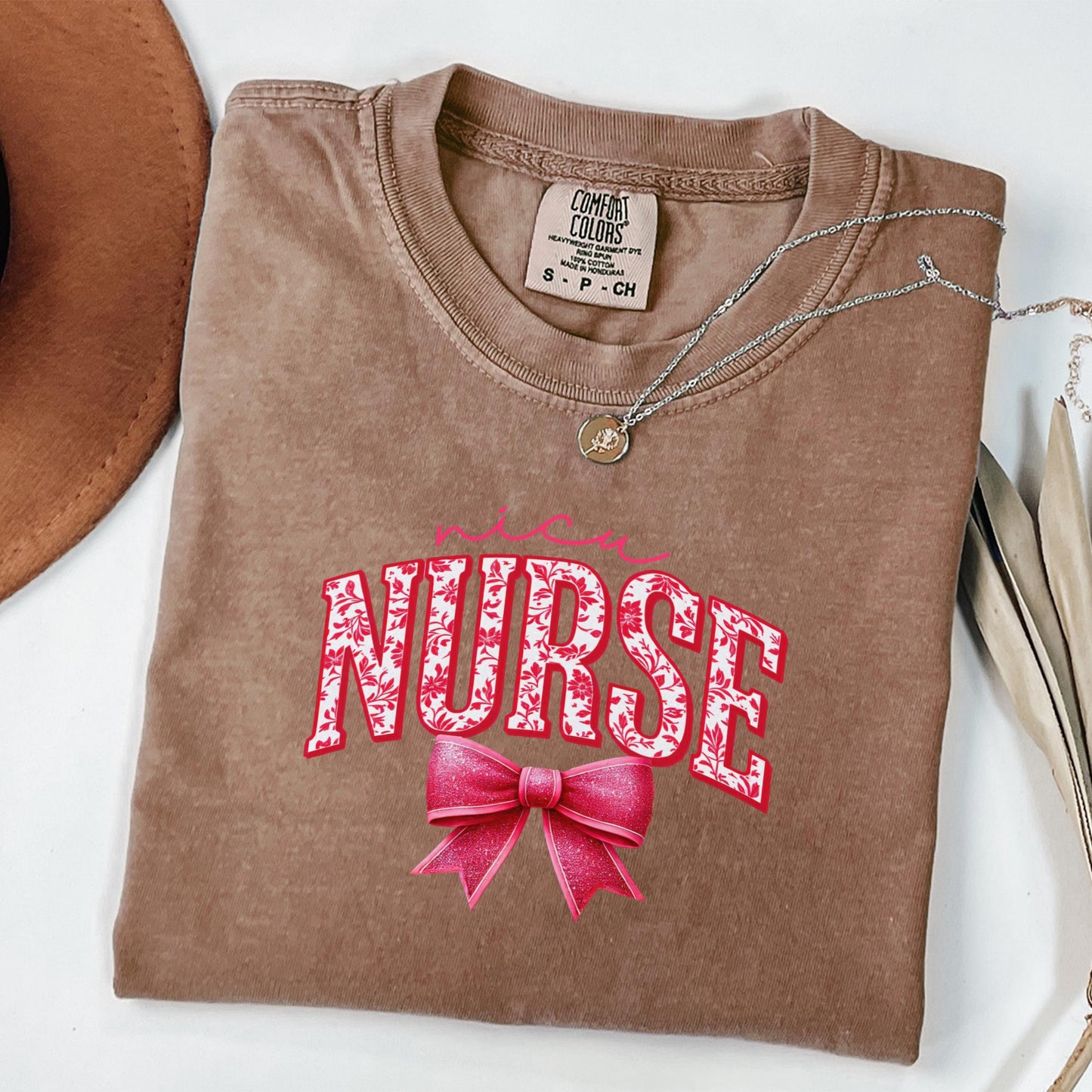 Coquette Comfort Colors Nicu Nurse Shirt, toile de jouy RN shirt,appreciation gift for nurse, Cute bow nursing school tshirt, Nurse graduate