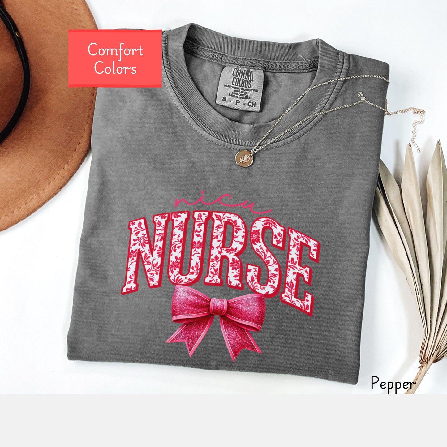 Coquette Comfort Colors Nicu Nurse Shirt, toile de jouy RN shirt,appreciation gift for nurse, Cute bow nursing school tshirt, Nurse graduate