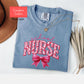 Coquette Comfort Colors School Nurse Shirt, toile de jouy RN shirt,appreciation gift nurse, Cute bow nursing school shirt, nurse graduate