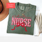 Coquette Comfort Colors pediatric nurse shirt, toile de jouy RN shirt, appreciation gift for pediatric nurse, nursing school cute bow tshirt