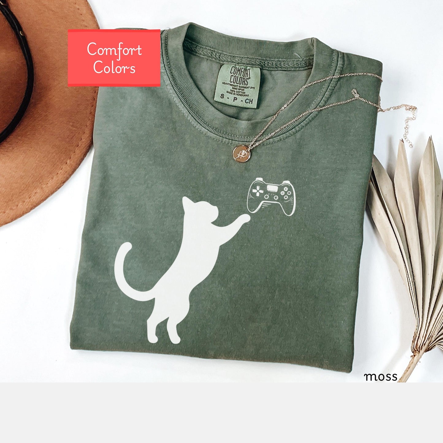 Comfort colors cat dad owner shirt, funny gamer tshirt, cat mom tshirt, gaming gift for cat owner, gaming cat lover gift , animal lover tee