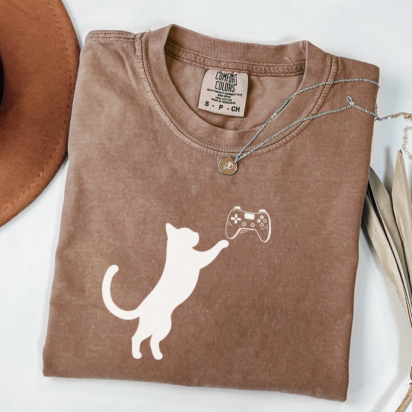 Comfort colors cat dad owner shirt, funny gamer tshirt, cat mom tshirt, gaming gift for cat owner, gaming cat lover gift , animal lover tee