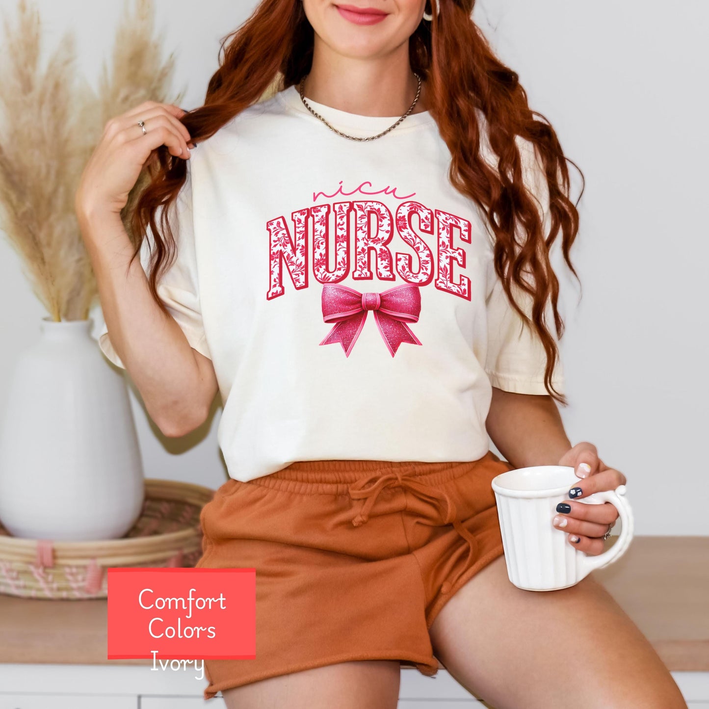 Coquette Comfort Colors Nicu Nurse Shirt, toile de jouy RN shirt,appreciation gift for nurse, Cute bow nursing school tshirt, Nurse graduate